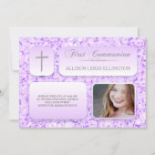 Paarse Lila Rozen Eerste Communie Custom Photo Kaart (Voorkant)
