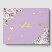 Paarse Lila Rozen Floral Gold Quinceañera Foto Gastenboek (Achterkant)