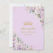 Paarse Lila Rozen Floral Gold Sweet 16 Birthday Kaart (Achterkant)