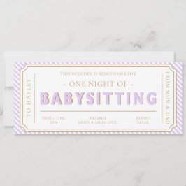 Paarse Lila Streep Babysitten Gift Voucher Kaart