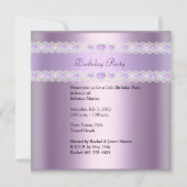 Paarse Lila Tiara Quinceanera 15 Birthday Party Kaart (Achterkant)