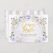 Paarse Lila tuinbouwer Diaper Raffle Baby Girl Informatiekaartje (Voorkant / Achterkant)