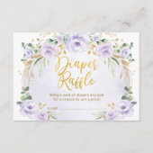 Paarse Lila tuinbouwer Diaper Raffle Baby Girl Informatiekaartje (Voorkant)