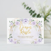 Paarse Lila tuinbouwer Diaper Raffle Baby Girl Informatiekaartje (Staand voorkant)