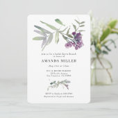 Paarse Lila ventilatorbridal Shower Invitation Kaart (Staand voorkant)