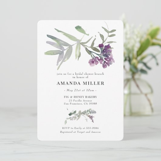 Paarse Lila ventilatorbridal Shower Invitation Kaart (Staand voorkant)