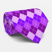 Paarse Lila Violet Arygle met witte stiksels Stropdas (Opgerold)