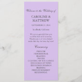 Paarse Lila Violet Eenvoudige Moderne Bruiloft Programmakaart (Voorkant)