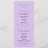 Paarse Lila Violet Eenvoudige Moderne Bruiloft Programmakaart (Achterkant)