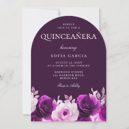 Paarse Lila Violet Rozen Floral Quinceanera Arch Kaart