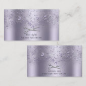 Paarse Lila Vlinders Zilveren Schaar Stylist Visitekaartje (Voorkant / Achterkant)