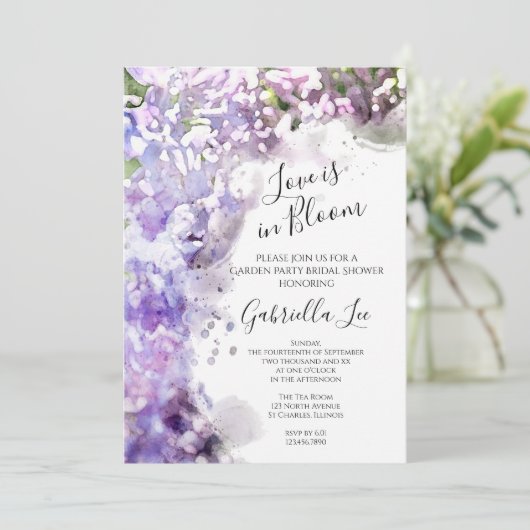 Paarse Lila Vloerliefde is in het Vrijgezellenfees Kaart (Staand voorkant)