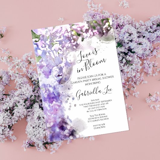 Paarse Lila Vloerliefde is in het Vrijgezellenfees Kaart