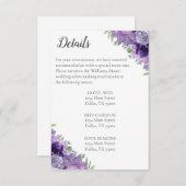 Paarse Lila Waterverf Bloem Informatiekaartje (Voorkant / Achterkant)