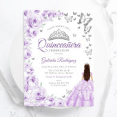 Paarse Lila Waterverf Bloemen Quinceanera Kaart