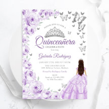Paarse Lila Waterverf Bloemen Quinceanera