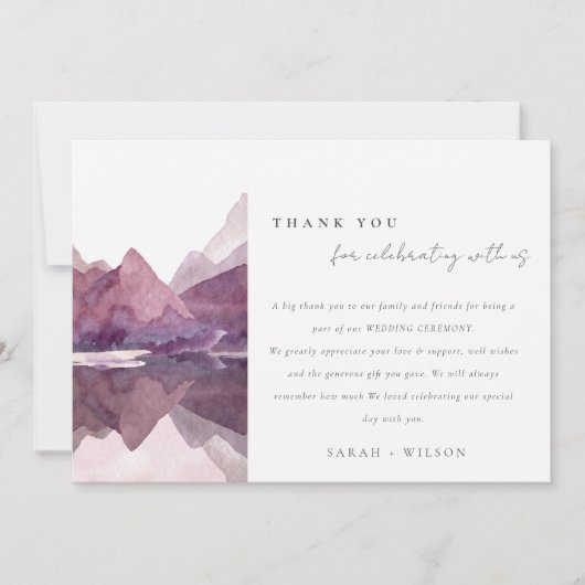 Paarse Lila Waterverf Bodemmeer Bedankkaart (Voorkant)