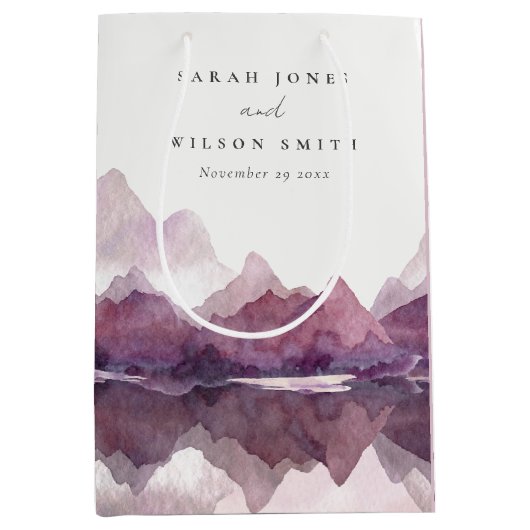 Paarse Lila Waterverf Bodemmeer Medium Cadeauzakje (Voorkant)