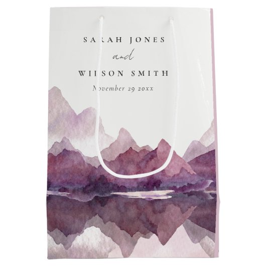 Paarse Lila Waterverf Bodemmeer Medium Cadeauzakje (Achterkant)