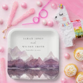 Paarse Lila Waterverf Bodemmeer Papieren Bordje (Feest)