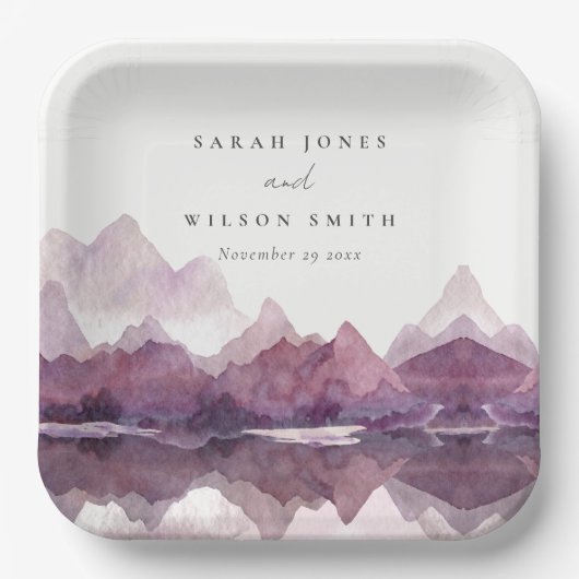 Paarse Lila Waterverf Bodemmeer Papieren Bordje (Voorkant)