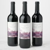 Paarse Lila Waterverf Bodemmeer Wijn Etiket (Flessen)