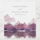 Paarse Lila Waterverf Bodemmeer Wijn Etiket (Enkel label)