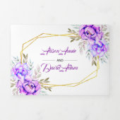 Paarse, lila waterverf en RSVP bruiloft Drieluik Uitnodiging (Cover)