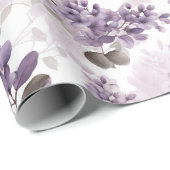 Paarse Lila Waterverf Floral Cadeaupapier (Rol Hoek)