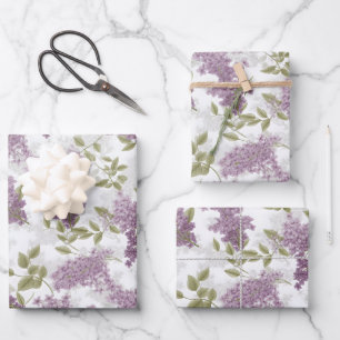 Paarse Lila Waterverf Floral Inpakpapier Vel