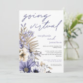 Paarse Lila Waterverf Florals Virtual Wedding Kaart (Staand voorkant)