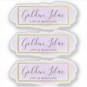 Paarse Lila Waterverf & Modern Goud 3-delig Logo Sticker (Voorkant)