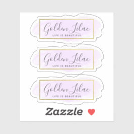 Paarse Lila Waterverf & Modern Goud 3-delig Logo Sticker