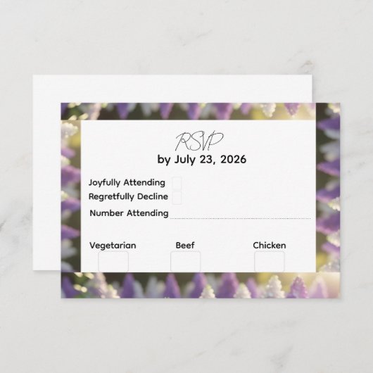 Paarse Lila Wedding Event Response Kaart (Voorkant / Achterkant)