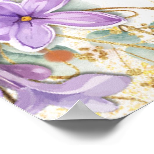 Paarse Lila Wedding Zitting Grafiek (12 Tafels) Poster (Hoek)