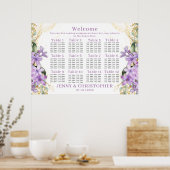 Paarse Lila Wedding Zitting Grafiek (12 Tafels) Poster (Keuken)