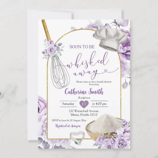 Paarse Lila weggeslingerd keuken Vrijgezellenfeest Kaart (Voorkant)