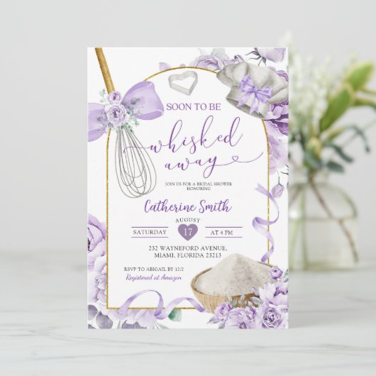 Paarse Lila Whisked Away Vrijgezellenfeest Kaart (Staand voorkant)