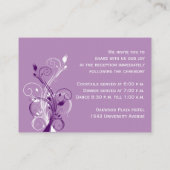 Paarse Lila Witte Bloemen Receptie Behuizing Kaart (Achterkant)