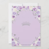 Paarse Lila Witte Bloemen Zilver Quinceañera XV 16 Kaart (Achterkant)
