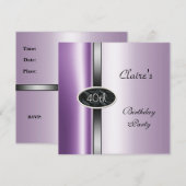 Paarse Lila Zilver 40e verjaardag Kaart (Voorkant / Achterkant)