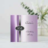 Paarse Lila Zilver 40e verjaardag Kaart (Staand voorkant)