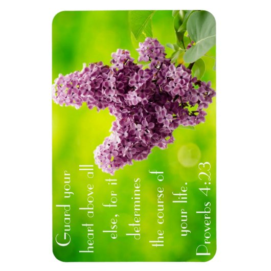 Paarse lilacs bijbel vers Spreuken 4:23 Magneet (Verticaal)