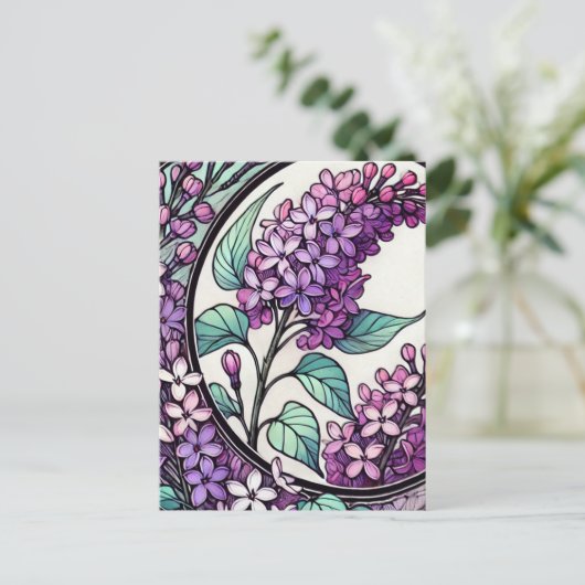 Paarse Lilacs Briefkaart (Staand voorkant)