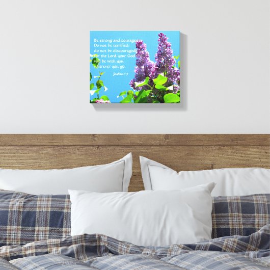 Paarse Lilacs Christelijke Schrift Canvas Print (Insitu (Slaapkamer))
