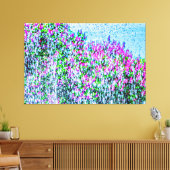 Paarse Lilacs, fontein Water, Blue Sky Canvas Afdruk (Insitu (Woonkamer))