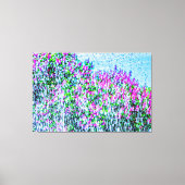 Paarse Lilacs, fontein Water, Blue Sky Canvas Afdruk (Voorkant)