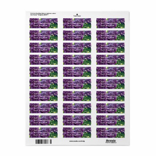 Paarse Lilacs Mailing Label (Full Sheet)