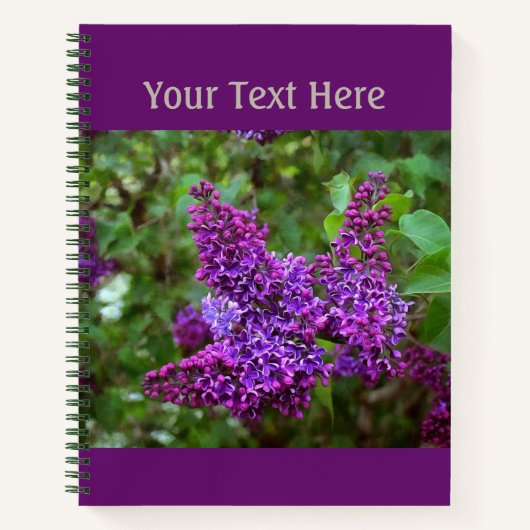 Paarse Lilacs op een lentedag gepersonaliseerd Notitieboek (Voorkant)