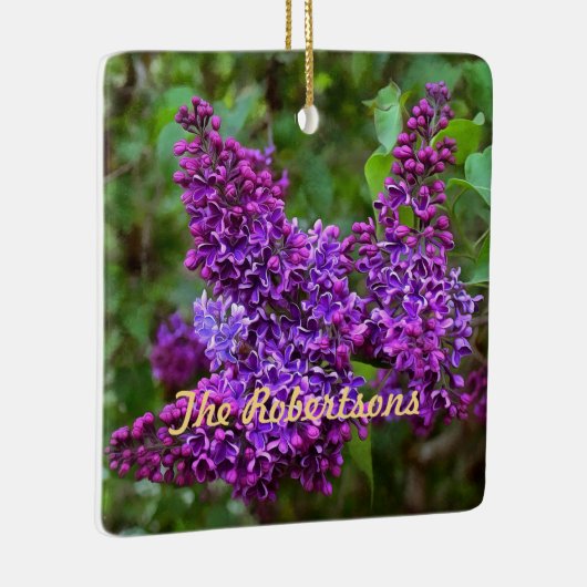 Paarse Lilacs op een lentedag Gespecialiseerde ker Keramisch Ornament (Rechts)
